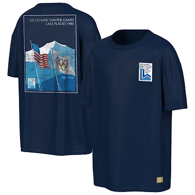 Men's Outerstuff  Navy Lake Placid 1980 Winter Olympics Mountain View T-Shirt
