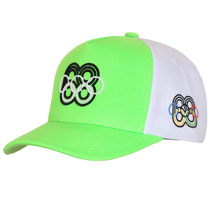 Casquette ajustable Outerstuff vert fluo/blanche, édition spéciale Jeux olympiques d'été du Mexique 1968