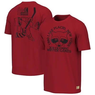 T-shirt de hockey Outerstuff rouge Lake Placid 1980, motif raton laveur, pour homme