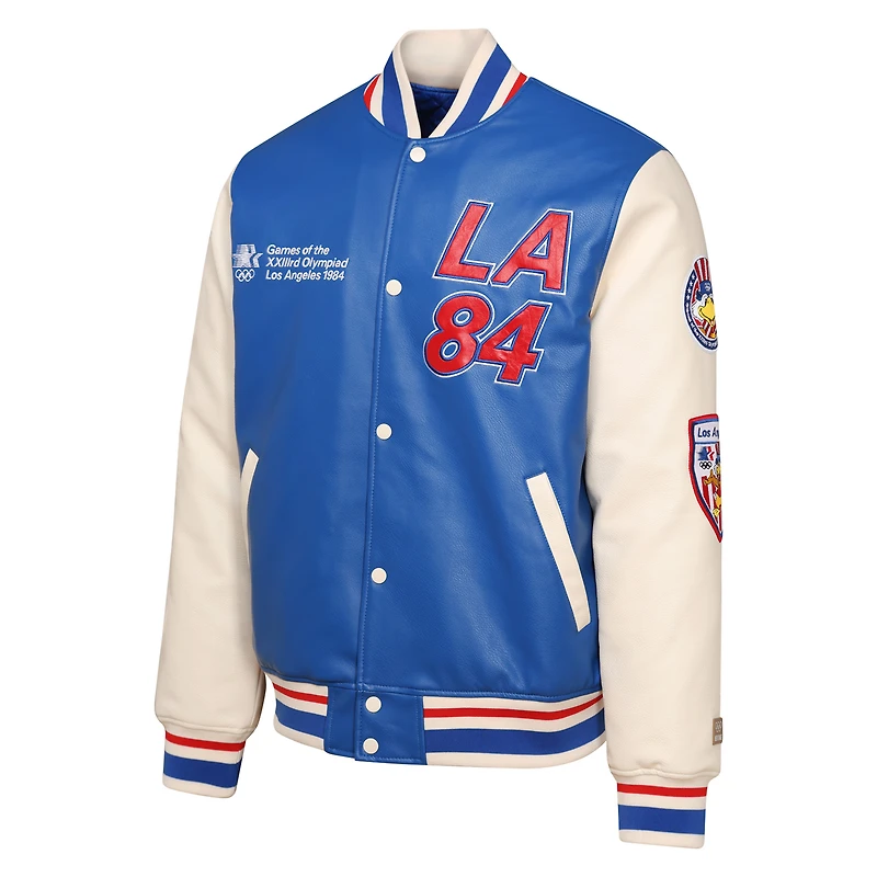Men's Outerstuff Royal/Cream Los Angeles 1984 Summer Olympics Varsity Full-Snap Jacket