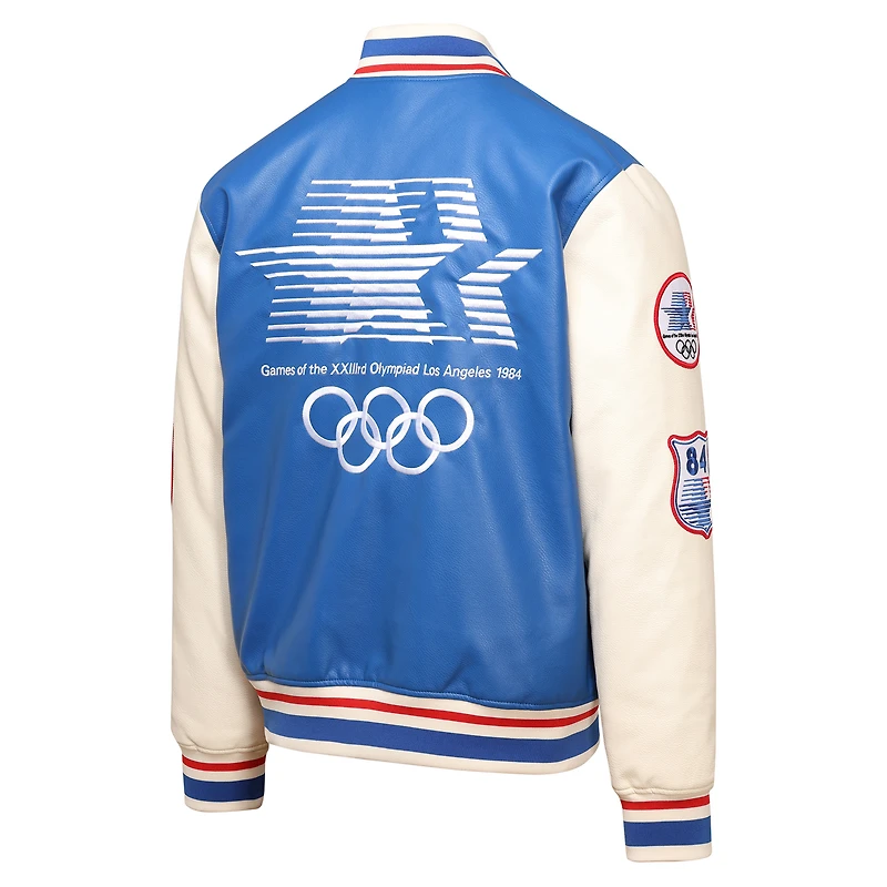 Men's Outerstuff Royal/Cream Los Angeles 1984 Summer Olympics Varsity Full-Snap Jacket