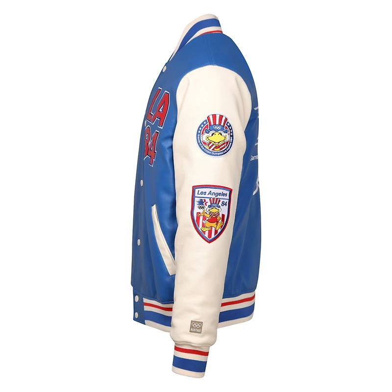 Men's Outerstuff Royal/Cream Los Angeles 1984 Summer Olympics Varsity Full-Snap Jacket
