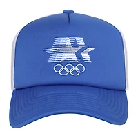 Men's Outerstuff  Royal Los Angeles 1984 Olympic Games Stars & Rings Foam Front Trucker Adjustable Hat