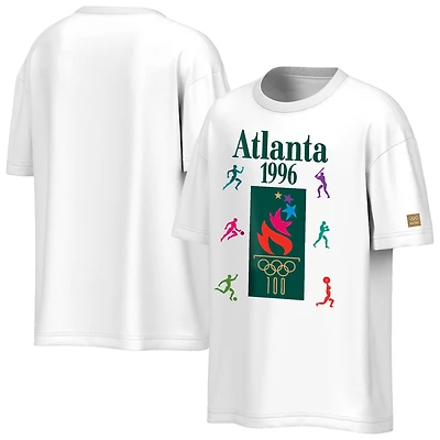Men's Outerstuff  White 1996 Atlanta Olympic Games Mascot Emblem Pictogram Oversized T-Shirt