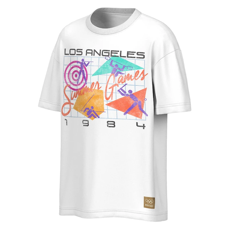Men's Outerstuff White LA 1984 Summer Olympics Retro Grid T-Shirt