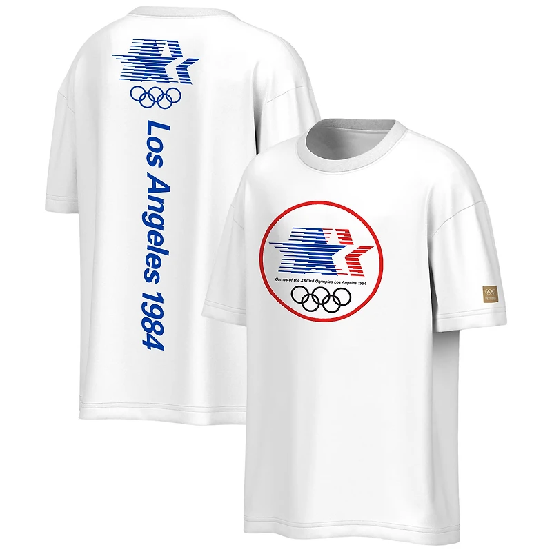 T-shirt pour homme Outerstuff blanc avec écusson des Jeux olympiques d'été de Los Angeles 1984