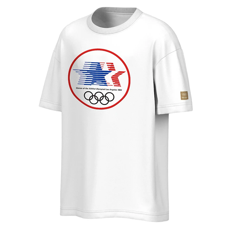 Men's Outerstuff White Los Angeles 1984 Summer Olympics Emblem Patch T-Shirt