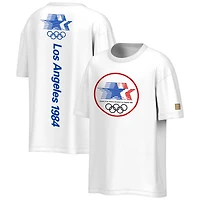 T-shirt pour homme Outerstuff blanc avec écusson des Jeux olympiques d'été de Los Angeles 1984