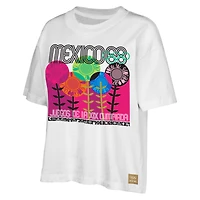 T-shirt blanc Outerstuff pour femmes, Mexique, Jeux olympiques d'été de 1968, lever soleil