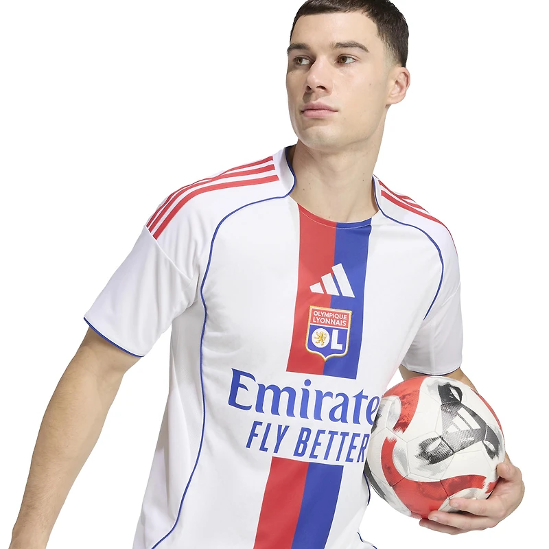 Men's  adidas White Olympique Lyonnais 2025/26 Home Replica Jersey