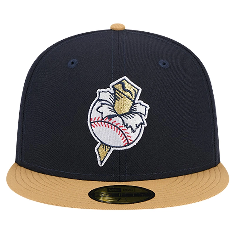 Casquette ajustée 59FIFTY New Era Navy Omaha Storm Chasers Theme Night Golden Spikes pour hommes