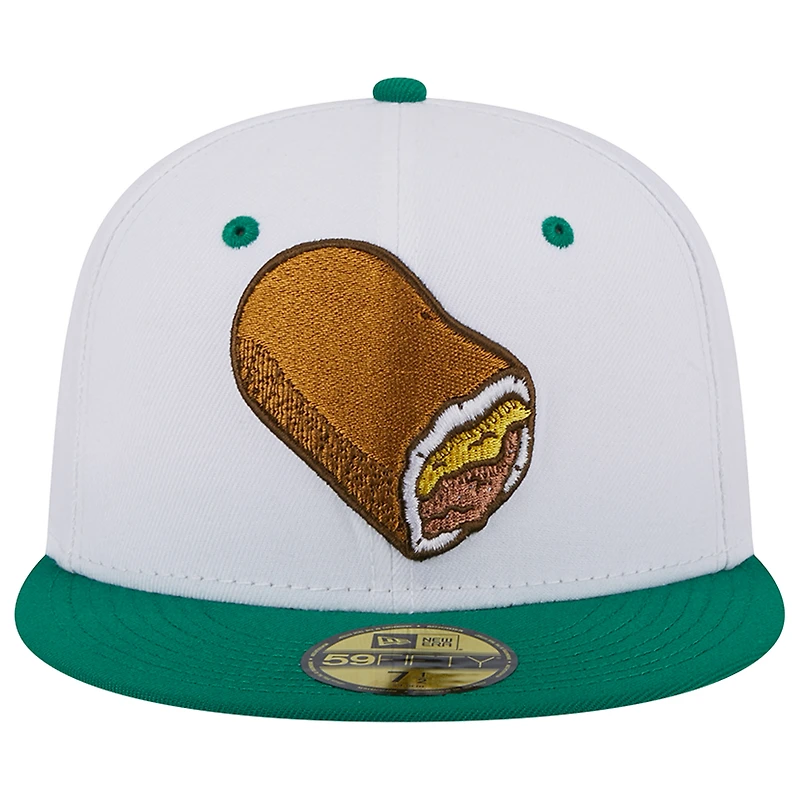 Casquette ajustée 59FIFTY New Era Omaha Storm Chasers pour homme avec soirées thématiques blanches Runzas