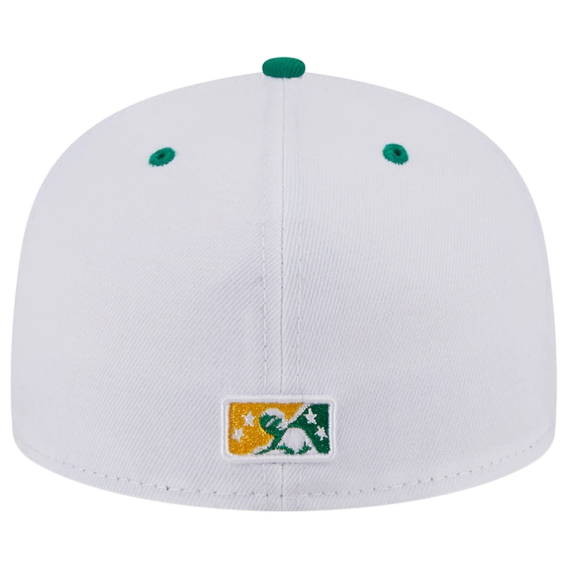 Casquette ajustée 59FIFTY New Era Omaha Storm Chasers pour homme avec soirées thématiques blanches Runzas