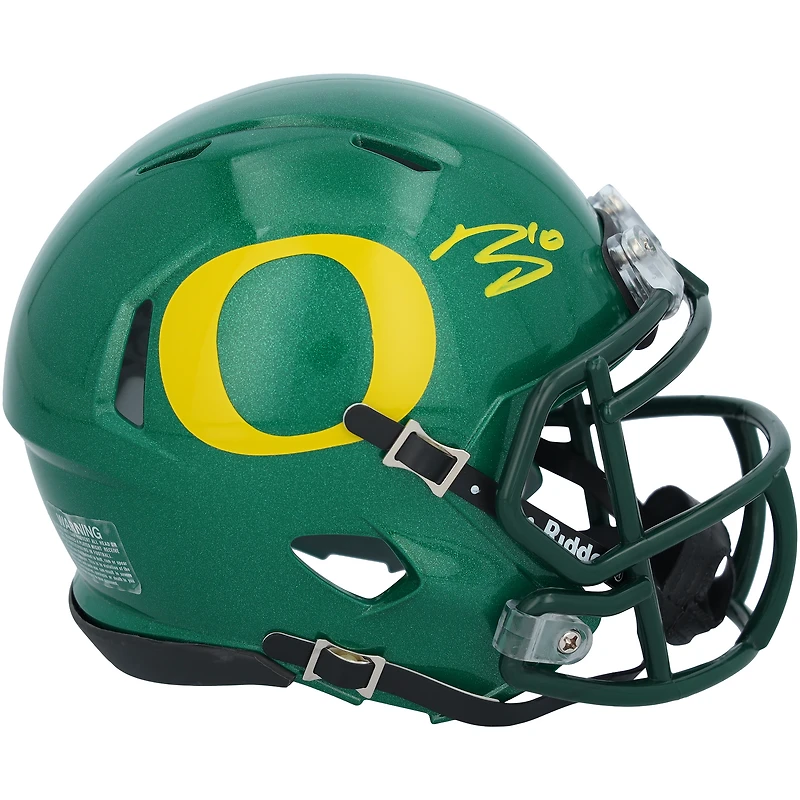 Bo Nix Oregon Ducks Autographed Riddell Green Speed Replica Mini Helmet  