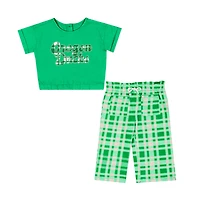 Ensemble t-shirt et pantalon deux pièces pour fille, motif Colosseum Green Oregon Ducks Sky Castle