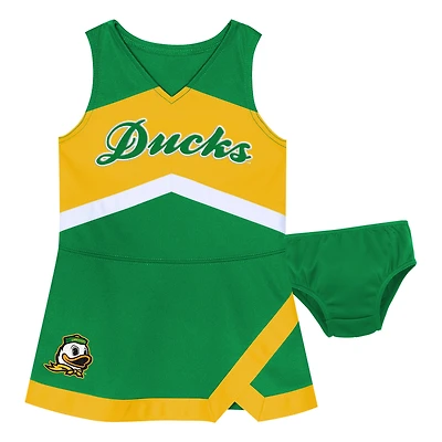 Girls Preschool Outerstuff Green Oregon Ducks Two-Piece Cheer Captain Jumper Dress & Bloomers Set
