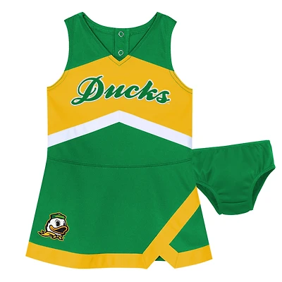 Girls Toddler Green Oregon Ducks Cheer Captain Dress with Bloomers