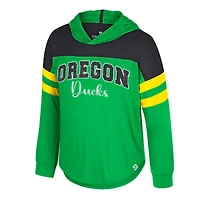 T-shirt à manches longues et capuche réfléchissant pour jeunes filles, vert Colosseum, Oregon Ducks