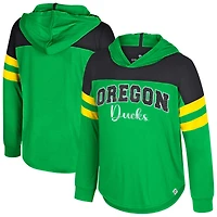 T-shirt à manches longues et capuche réfléchissant pour jeunes filles, vert Colosseum, Oregon Ducks