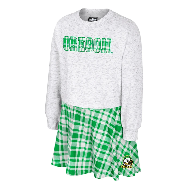 Ensemble jupe et haut à carreaux Marceline blanc des Ducks de l'Oregon pour filles du Colisée