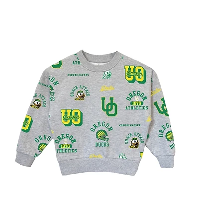 Girls Youth Gameday Couture  Heather Gray Oregon Ducks Always On Repeat Pullover Sweatshirt
