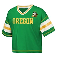 Girls Youth Outerstuff Green Oregon Ducks Gridiron Jersey V-Neck T-Shirt