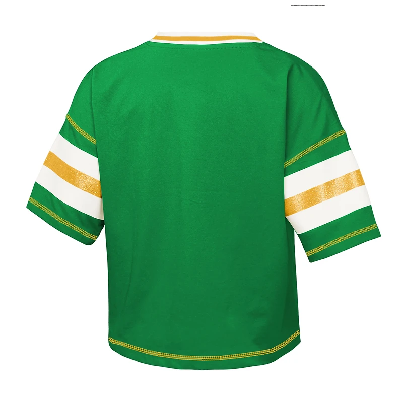 Girls Youth Outerstuff Green Oregon Ducks Gridiron Jersey V-Neck T-Shirt