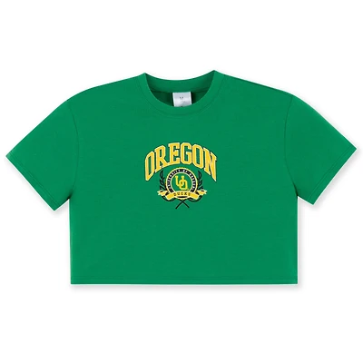 Girls Youth ZooZatz Green Oregon Ducks Laurels Tri-Blend Cropped T-shirt