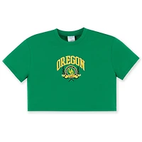 Girls Youth ZooZatz Green Oregon Ducks Laurels Tri-Blend Cropped T-shirt