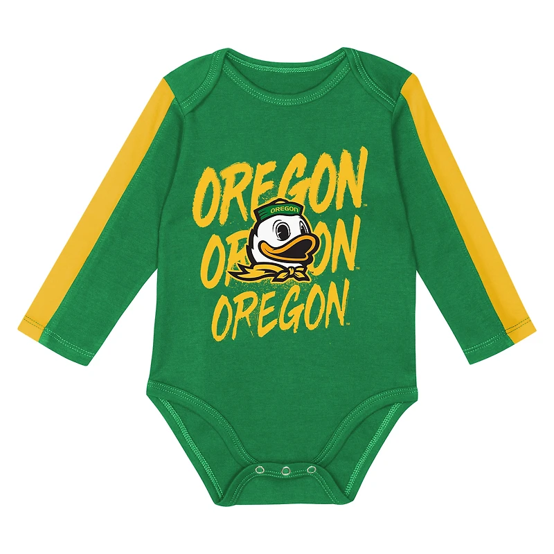 Infant Outerstuff Green/Yellow Oregon Ducks Double Down Bodysuit and Pants 3-Piece Set