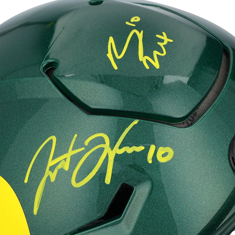 Justin Herbert & Bo Nix Oregon Ducks Autographed Riddell Speed Flex Authentic Helmet 