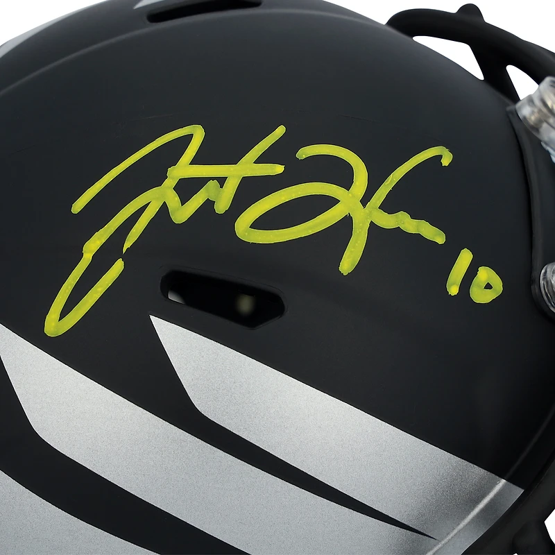 Casque Riddell Speed Mini 2024 Black Wing autographié par Justin Herbert des Oregon Ducks