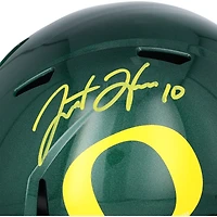 Réplique du casque Riddell Primary Green Speed autographié par Justin Herbert des Oregon Ducks