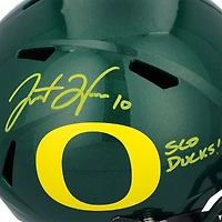 Réplique du casque Riddell Speed autographié par Justin Herbert des Oregon Ducks avec l'inscription « Sco Ducks »