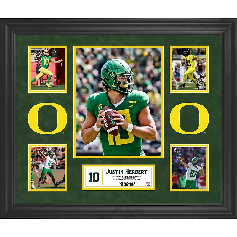 Collage encadré de 5 photos des Ducks de l'Oregon de Justin Herbert