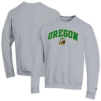 Men's Champion  Heather Gray Oregon Ducks Arch Over Logo Pullover Sweatshirt