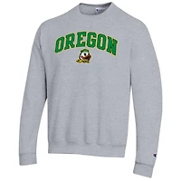 Men's Champion  Heather Gray Oregon Ducks Arch Over Logo Pullover Sweatshirt