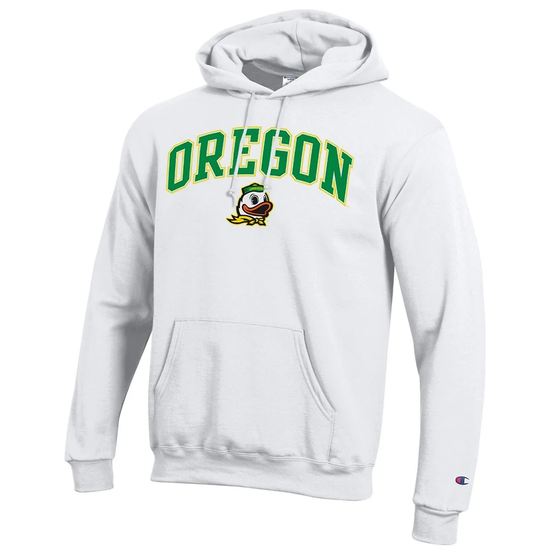 Men's Champion  White Oregon Ducks Arch Over Logo Pullover Hoodie