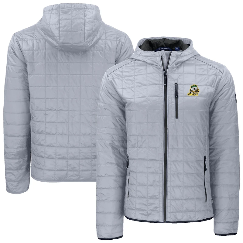 Veste à capuche zippée intégrale Cutter & Buck Gray Oregon Ducks Rainier Eco PrimaLoft pour homme
