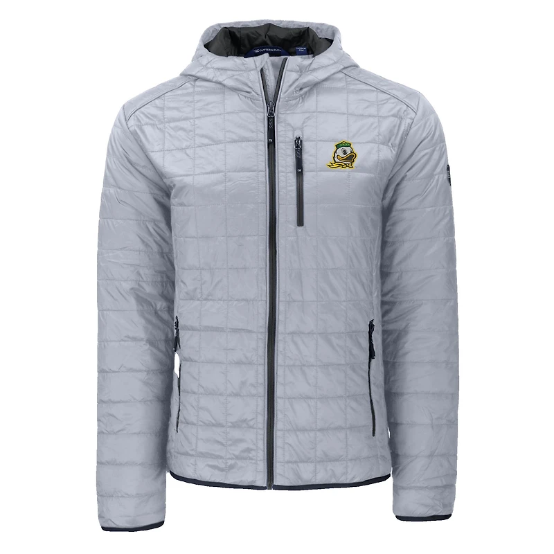 Veste à capuche zippée intégrale Cutter & Buck Gray Oregon Ducks Rainier Eco PrimaLoft pour homme