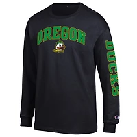 T-shirt à manches longues noir Champion des Oregon Ducks pour homme avec logo Arch Over et 2 coups