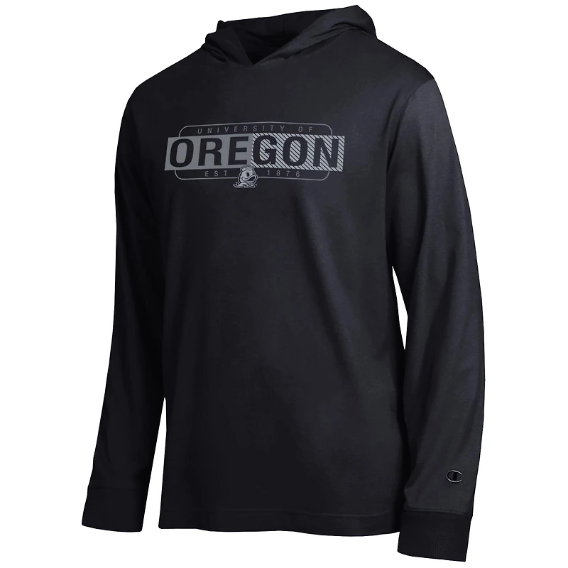 Men's Champion  Black Oregon Ducks Gradient All-Star Long Sleeve Hooded T-Shirt