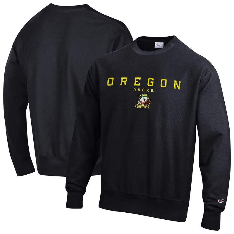 Men's Champion Black Oregon Ducks Relentless Reverse Weave Sweatshirt