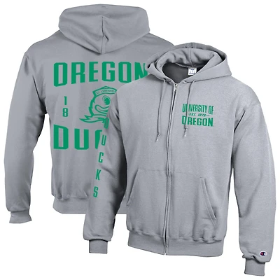 Men's Champion  Gray Oregon Ducks Varsity Powerblend Full-Zip Fleece Hoodie