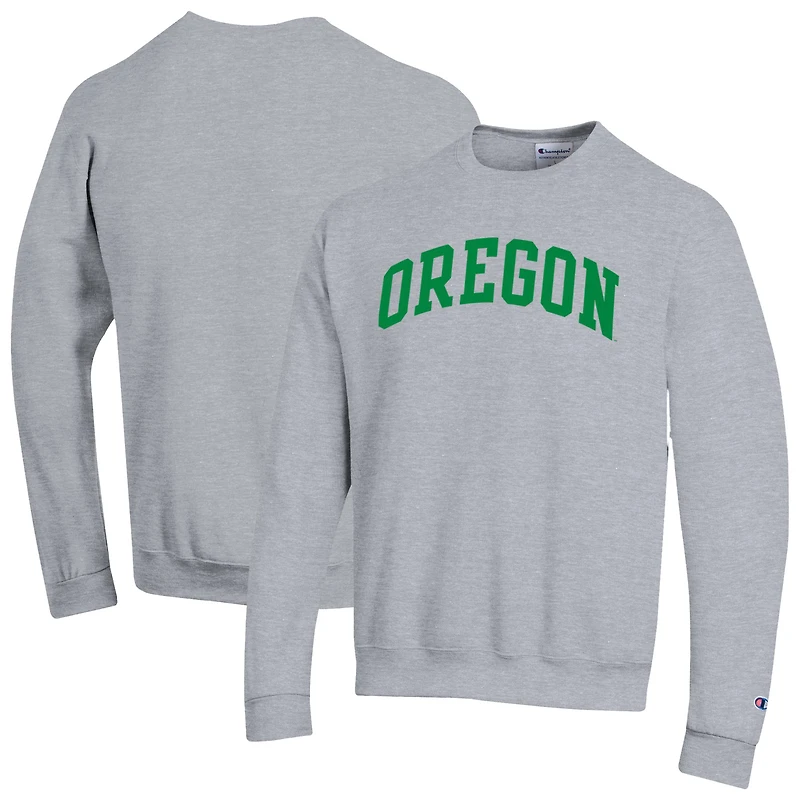 Men's Champion Heather Gray Oregon Ducks Basic Arch Fleece Pullover Sweatshirt