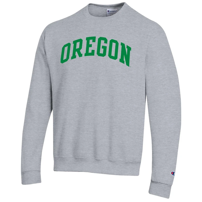 Men's Champion Heather Gray Oregon Ducks Basic Arch Fleece Pullover Sweatshirt