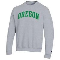 Men's Champion  Heather Gray Oregon Ducks Basic Arch Fleece Pullover Sweatshirt