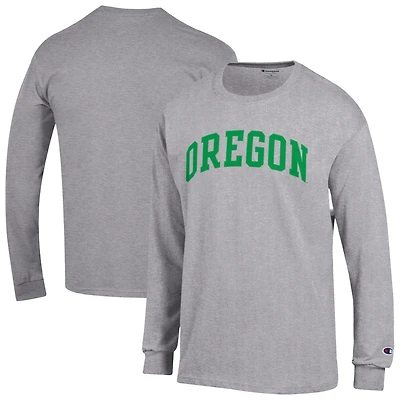 Men's Champion  Heather Gray Oregon Ducks Basic Arch Long Sleeve T-Shirt