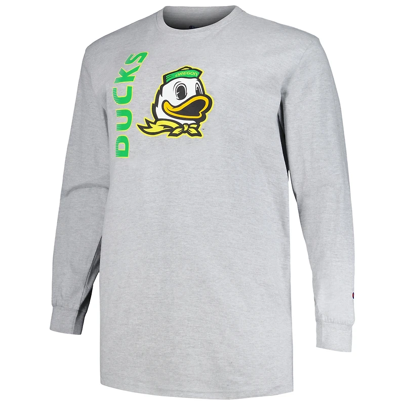Champion Heather Grey Oregon Ducks Big & Tall Mascot T-shirt à manches longues