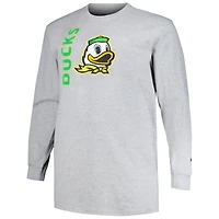 Champion Heather Grey Oregon Ducks Big & Tall Mascot T-shirt à manches longues